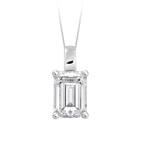 LADIES PENDANT WITH CHAIN 1CT EMERALD DIAMOND 14K ...