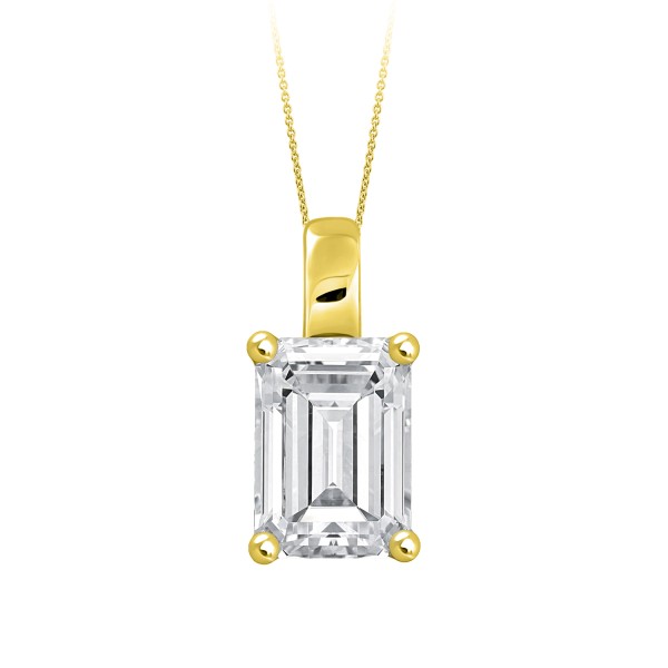 LADIES PENDANT WITH CHAIN 1CT EMERALD DIAMOND 14K ...