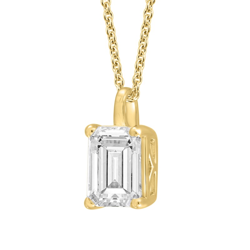 LADIES PENDANT WITH CHAIN 1CT EMERALD DIAMOND 14K YELLOW GOLD