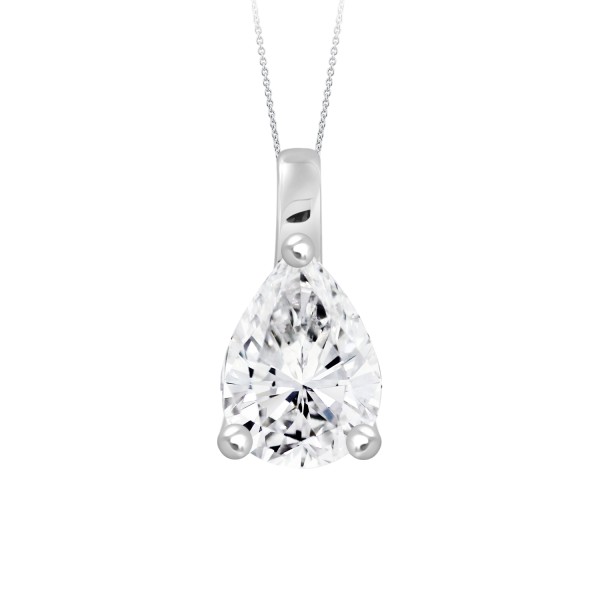 LADIES PENDANT WITH CHAIN 1CT PEAR DIAMOND 14K WHI...