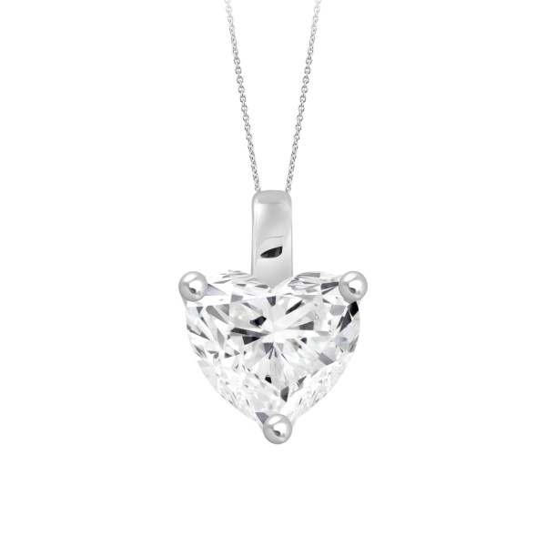 LADIES PENDANT WITH CHAIN 1CT HEART DIAMOND 14K WH...