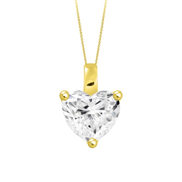 LADIES PENDANT WITH CHAIN 1CT HEART DIAMOND 14K YE...