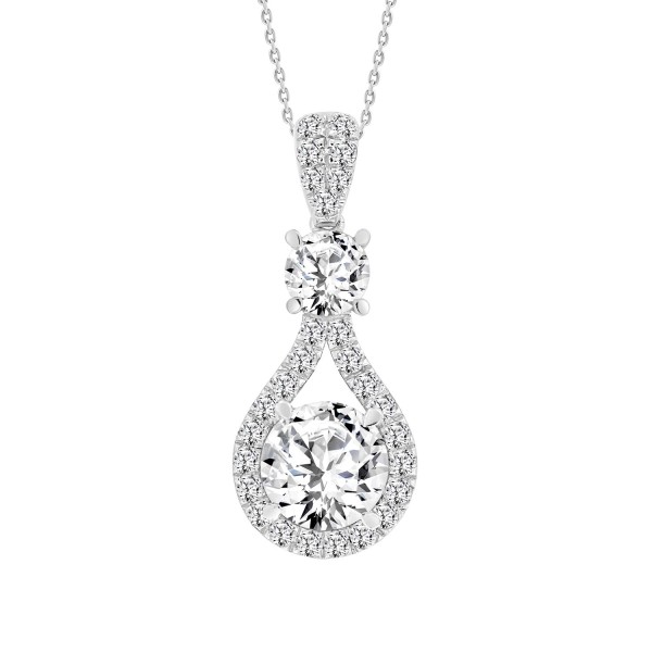 LADIES PENDANT WITH CHAIN 2 1/2CT ROUND DIAMOND 14...