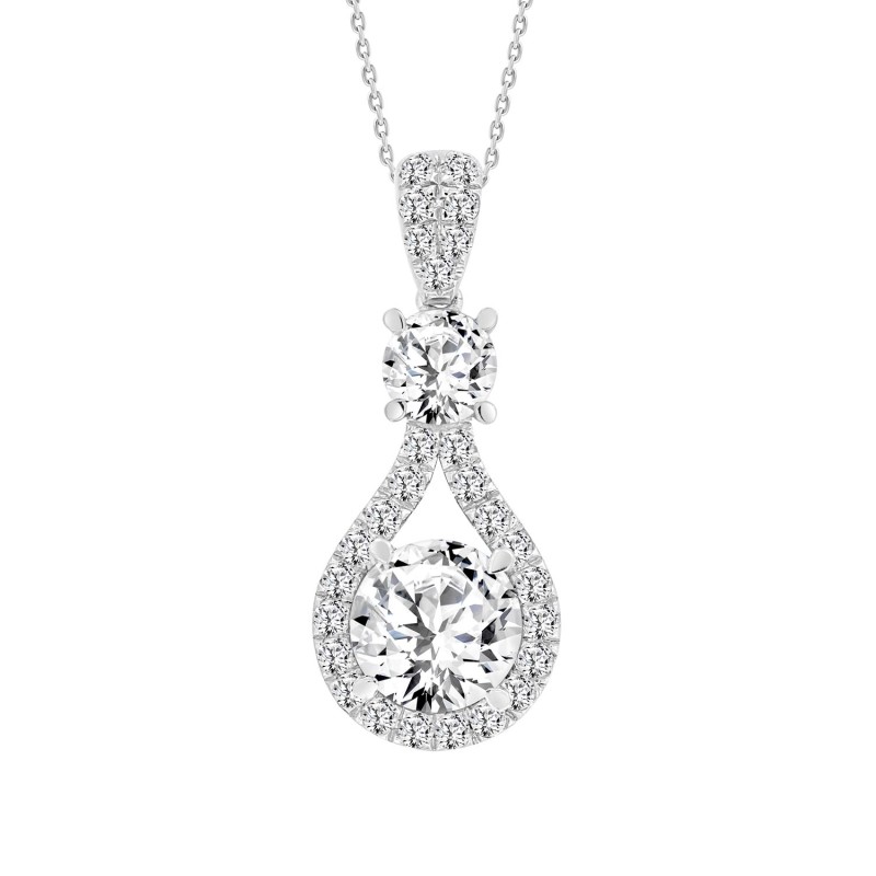 LADIES PENDANT WITH CHAIN 2 1/2CT ROUND DIAMOND 14K WHITE GOLD (CENTER STONE ROUND DIAMOND 1 1/2CT )