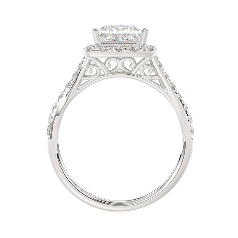 LADIES RING 2CT ROUND/PRINCESS DIAMOND 14K WHITE GOLD (CENTER STONE PRINCESS DIAMOND 1 1/2CT )