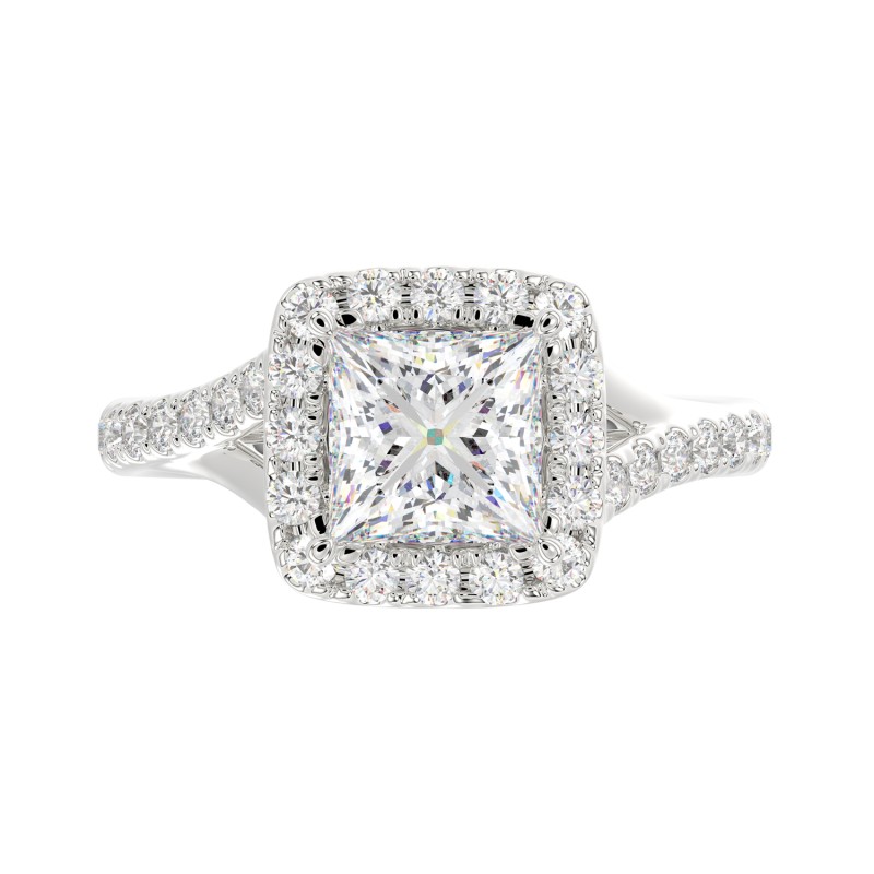 LADIES RING 2CT ROUND/PRINCESS DIAMOND 14K WHITE GOLD (CENTER STONE PRINCESS DIAMOND 1 1/2CT )