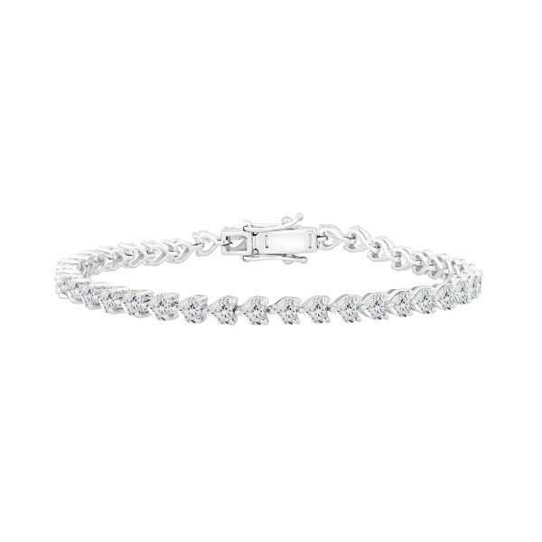 LADIES BRACELET 10CT HEART DIAMOND 14K WHITE GOLD...