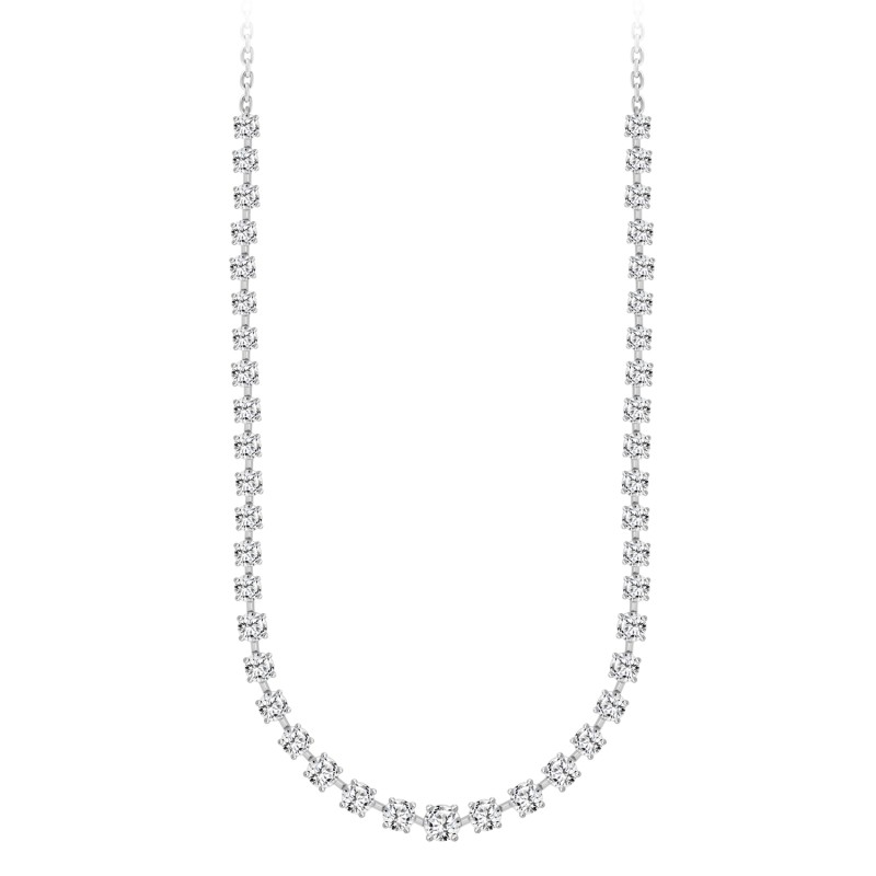 LADIES NECKLACE 13CT ROUND DIAMOND 14K WHITE GOLD