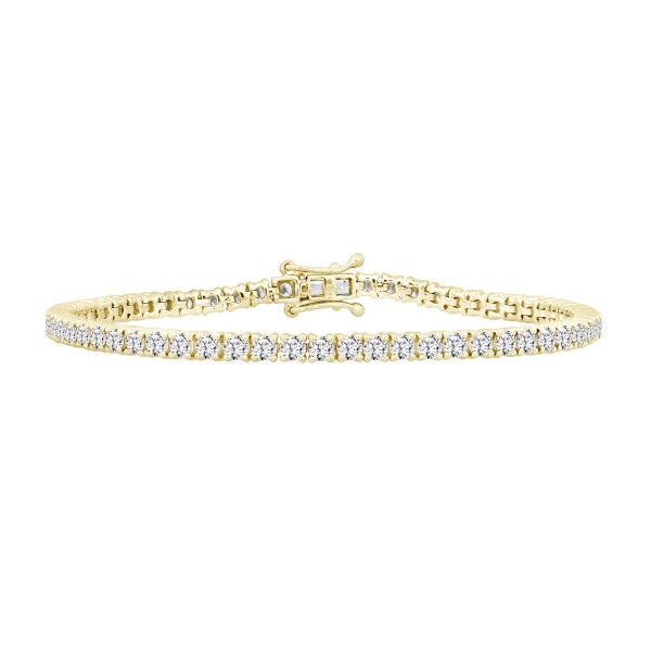 LADIES BRACELET 5CT ROUND DIAMOND 14K YELLOW GOLD...