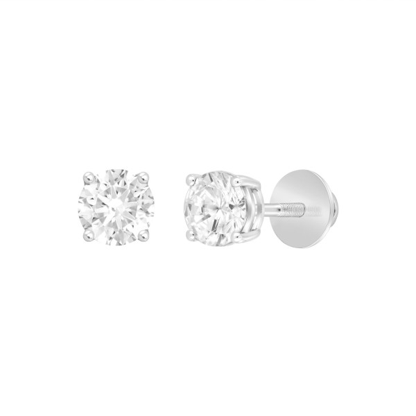 LADIES SOLITAIRE EARRINGS 1CT ROUND DIAMOND 14K WH...